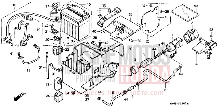 BATTERY (CBR1000FH/FJ/FM) for CBR1000F PASSION RED (R109A) from 1987