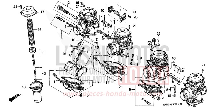 CARBURETOR (COMPONENT PARTS) for CBR1000F PB187D (PB187D) from 1987