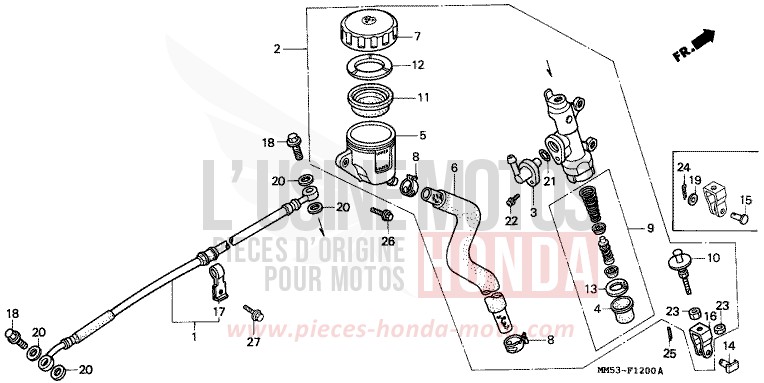 REAR BRAKE MASTER CYLINDER for CBR1000F PB187D (PB187D) from 1987