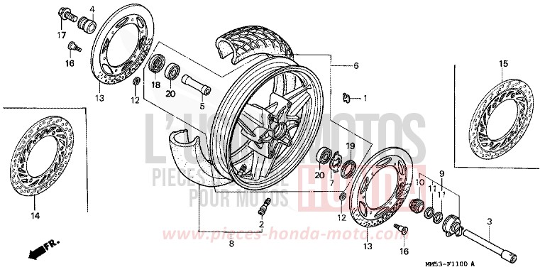FRONT WHEEL (CBR1000FH/FJ/FM) for CBR1000F PASSION RED (R109A) from 1988