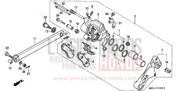 REAR BRAKE CALIPER (CBR1000FH/FJ/FM) for CBR1000F PB187D (PB187D) from 1988