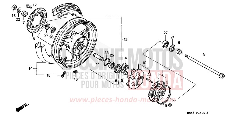 REAR WHEEL (CBR1000FH/FJ/FM) for CBR1000F PB187D (PB187D) from 1988