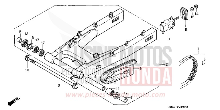 SWINGARM (CBR1000FH/FJ/FM) for CBR1000F PB205K (PB205K) from 1988