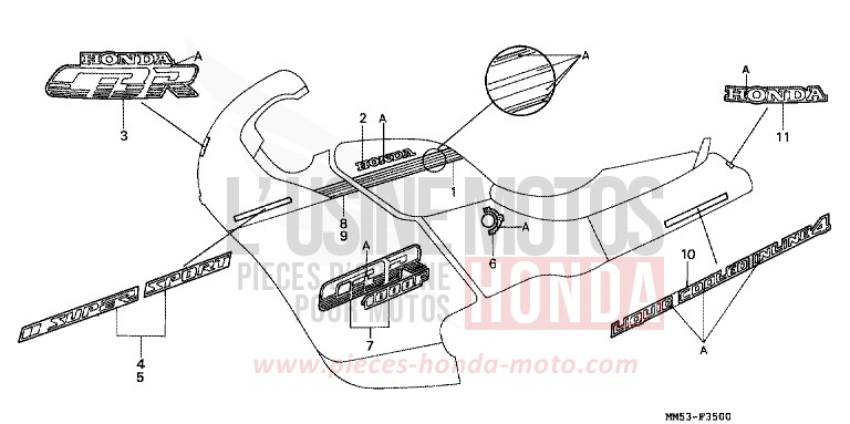 MARK (1) for CBR1000F PEARL CRYSTAL WHITE (NH193K) from 1988