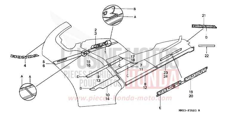 MARK (4) (CBR1000FK) for CBR1000F NH233D (NH233D) from 1989