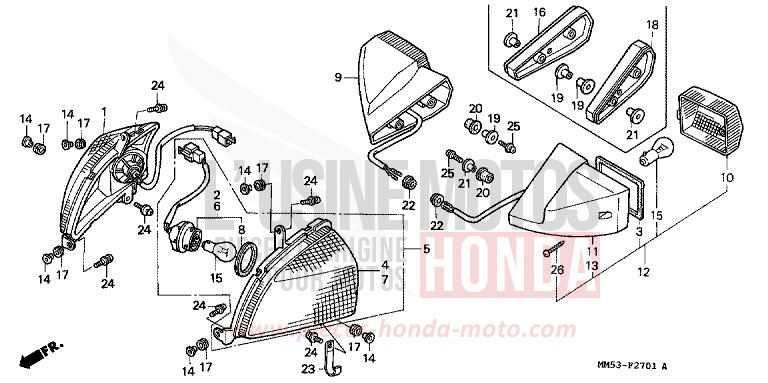 WINKER (CBR1000FK) for CBR1000F PASSION RED (R109A) from 1989
