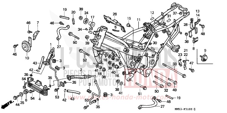 FRAME BODY for CBR1000F PASSION RED (R109A) from 1989