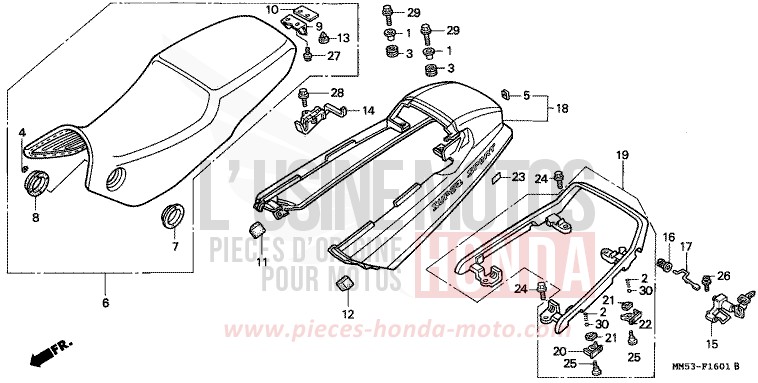SEAT/REAR COWL (CBR1000FK) for CBR1000F PB187D (PB187D) from 1989