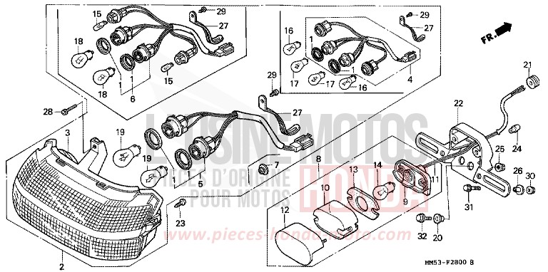 TAILLIGHT for CBR1000F PB205K (PB205K) from 1989