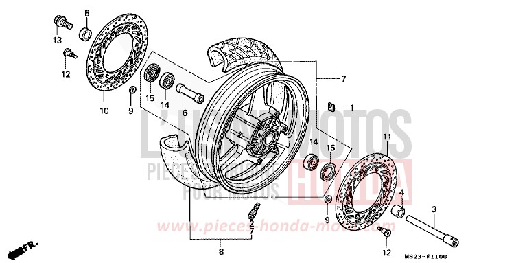 FRONT WHEEL for CBR1000F BLACK (NH1E) from 1990