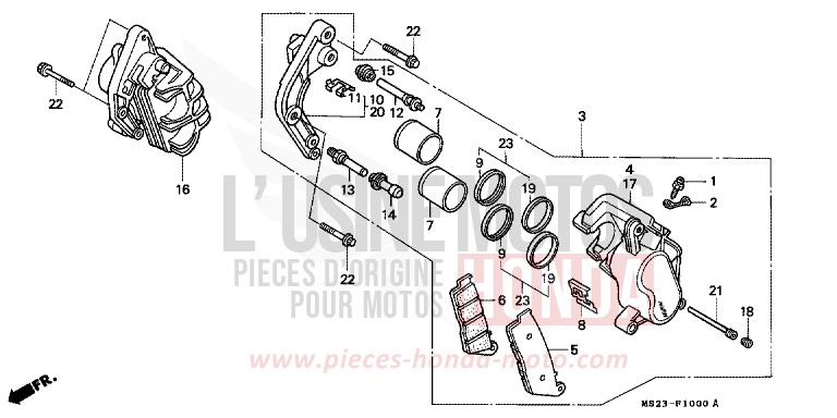 FRONT BRAKE CALIPER for CBR1000F BLACK (NH1I) from 1990