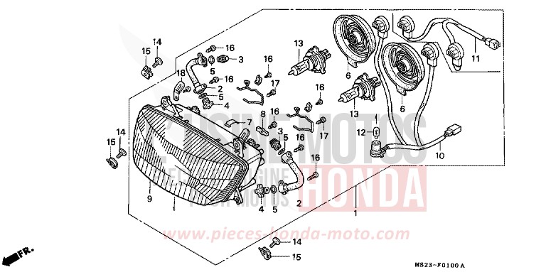 HEADLIGHT for CBR1000F BLACK (NH1K) from 1990
