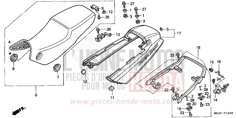 SEAT/REAR COWL for CBR1000F BLACK (NH1K) from 1990