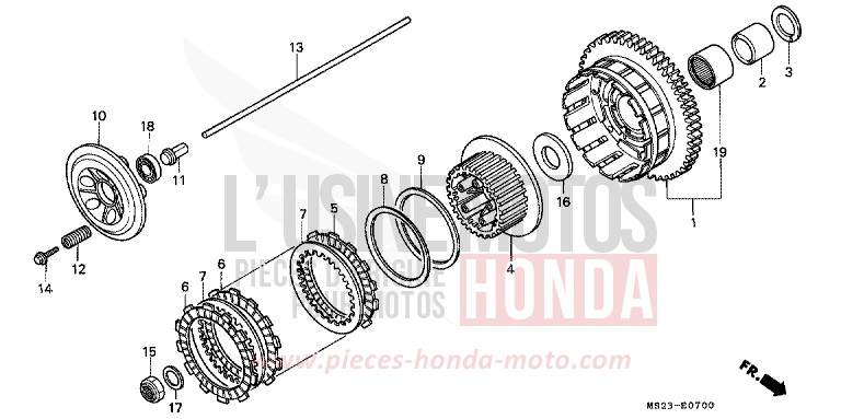 CLUTCH for CBR1000F PASSION RED (R109A) from 1990