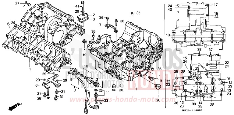 CRANKCASE for CBR1000F PASSION RED (R109B) from 1990