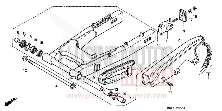 SWINGARM for CBR1000F PASSION RED (R109B) from 1990