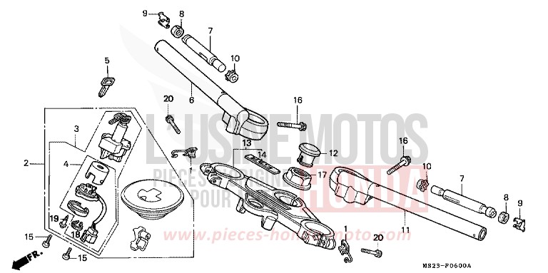 HANDLE PIPE/TOP BRIDGE for CBR1000F BLACK (NH1E) from 1991