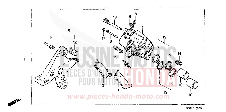 REAR BRAKE CALIPER for CBR1000F BLACK (NH1E) from 1991