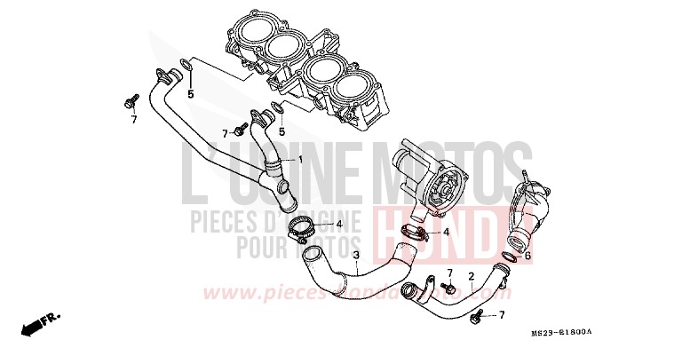 WATER PIPE for CBR1000F BLACK (NH1I) from 1991