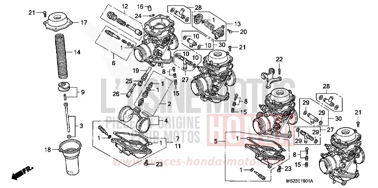 CARBURETOR (COMPONENT PARTS) for CBR1000F BLACK (NH1K) from 1991