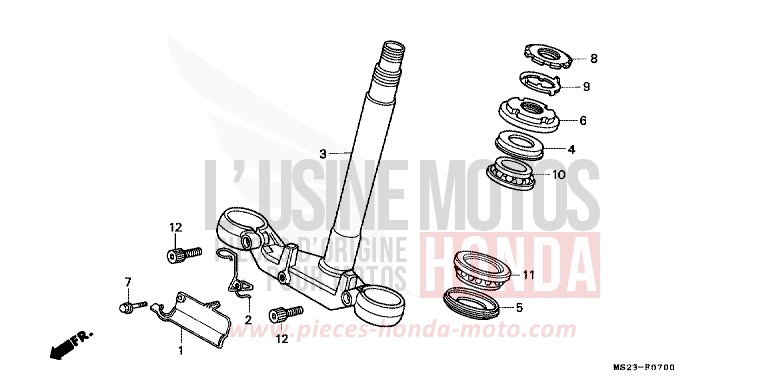 STEERING STEM for CBR1000F PASSION RED (R109A) from 1991