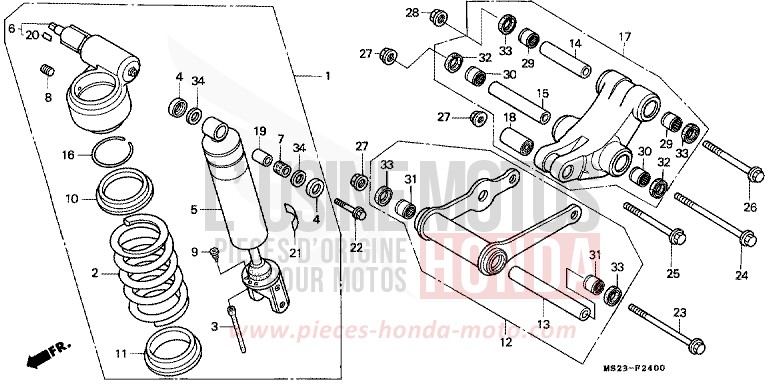 REAR CUSHION for CBR1000F PASSION RED (R109A) from 1991