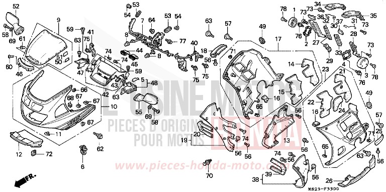 COWL for CBR1000F PASSION RED (R109A) from 1991