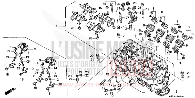 CYLINDER HEAD for CBR1000F PASSION RED (R109B) from 1991