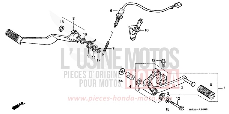BRAKE PEDAL/ CHANGE PEDAL for CBR1000F PASSION RED (R109B) from 1991