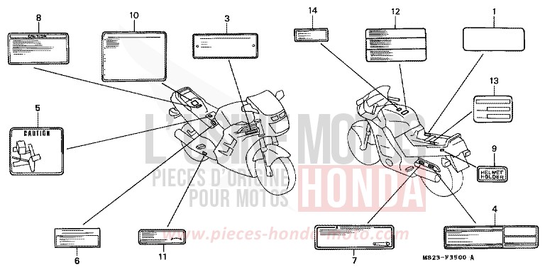 CAUTION LABEL for CBR1000F PASSION RED (R109B) from 1991