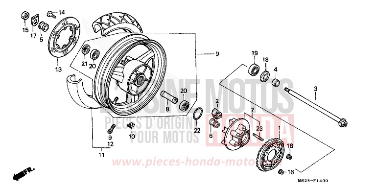 REAR WHEEL for CBR1000F PEARL CRYSTAL WHITE (NH193K) from 1991