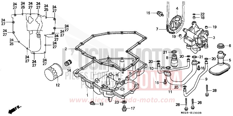 OIL FILTER/OIL PAN/ OIL PUMP for CBR1000F BLACK (NH1E) from 1992