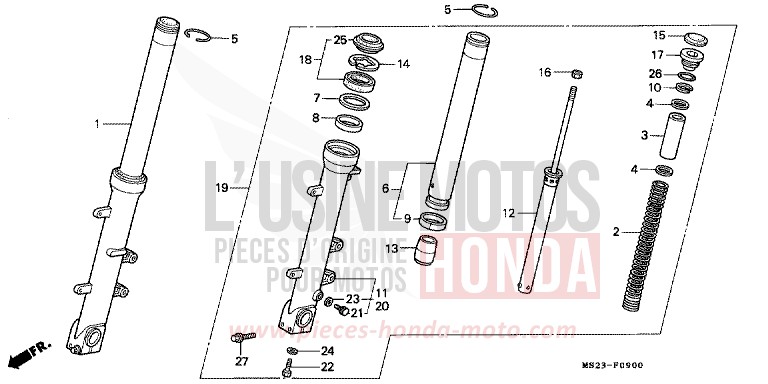 FRONT FORK for CBR1000F BLACK (NH1E) from 1992