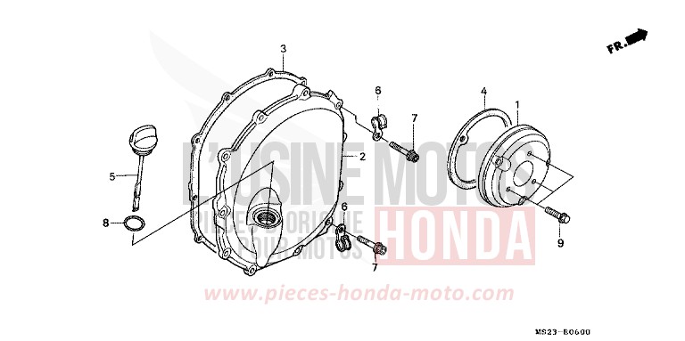 RIGHT CRANKCASE COVER for CBR1000F BLACK (NH1K) from 1992