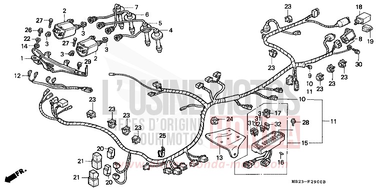 WIRE HARNESS for CBR1000F PASSION RED (R109A) from 1992