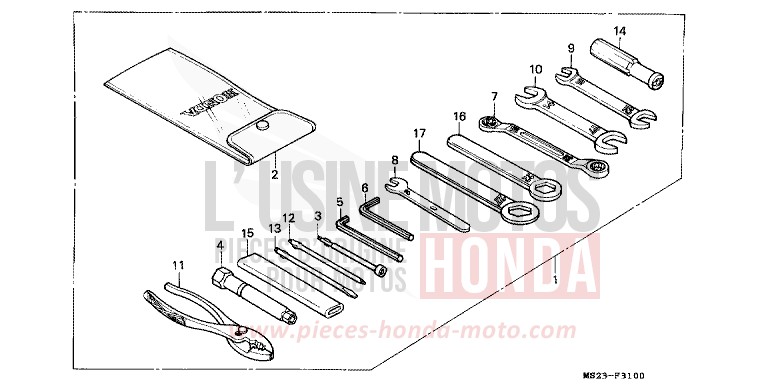 TOOLS for CBR1000F PASSION RED (R109A) from 1992
