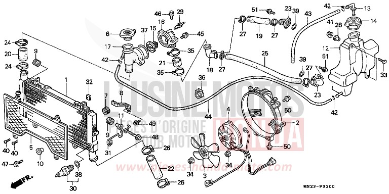 RADIATOR for CBR1000F PEARL CRYSTAL WHITE (NH193K) from 1992