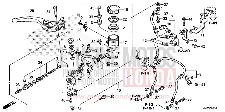 FRONT BRAKE MASTER CYLINDER (CBR1000RA/SA) for CBR1000 ROSS WHITE (NH196) from 2015