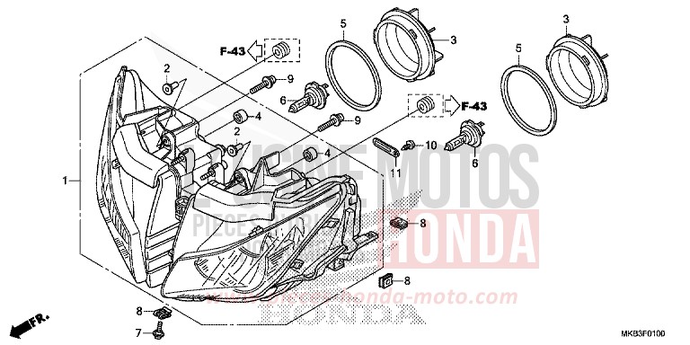 HEADLIGHT for CBR1000 GRAPHITE BLACK (NHB01) from 2015