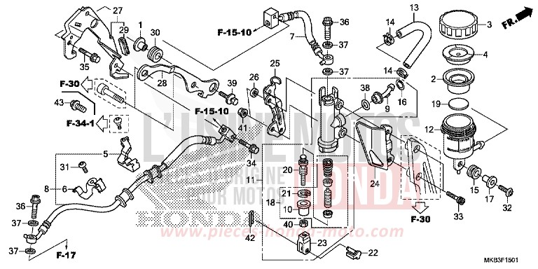 REAR BRAKE MASTER CYLINDER (CBR1000RA/SA) for CBR1000 GRAPHITE BLACK (NHB01) from 2015