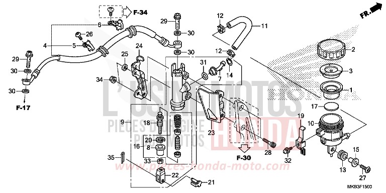 REAR BRAKE MASTER CYLINDER (CBR1000RR/S) for CBR1000 GRAPHITE BLACK (NHB01) from 2015
