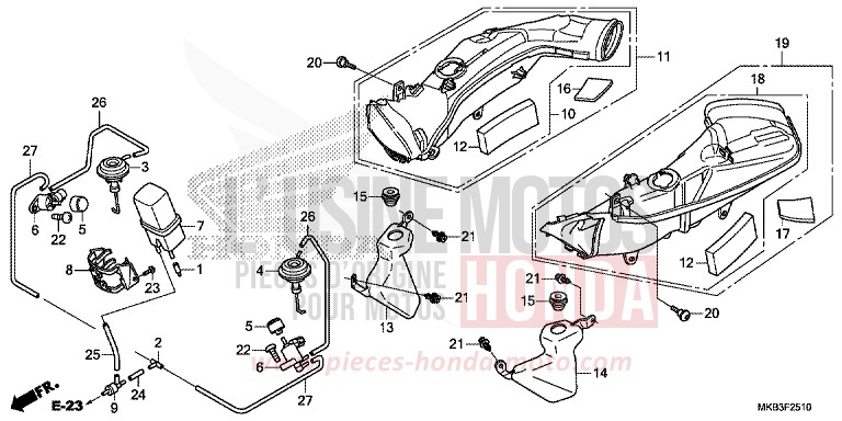 AIR INTAKE DUCT/SOLENOID VALVE for CBR1000 GRAPHITE BLACK (NHB01) from 2015