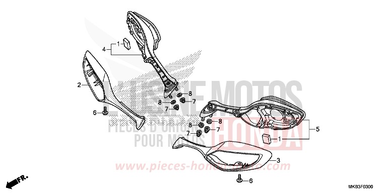 BACK MIRROR for CBR1000SP ROSS WHITE (NH196K) from 2015