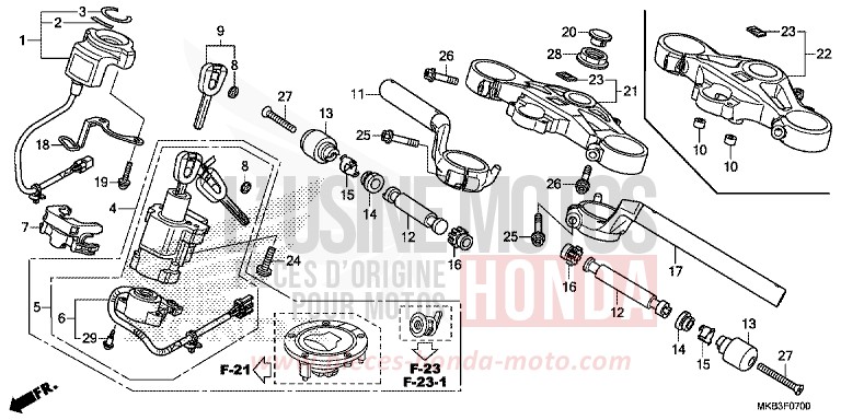 HANDLE PIPE/TOP BRIDGE for CBR1000SP ROSS WHITE (NH196K) from 2015