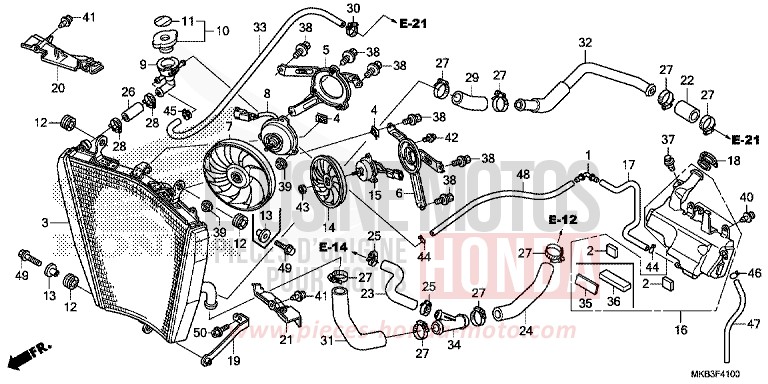 RADIATORE per CBR1000SP ROSS WHITE (NH196K) del 2015
