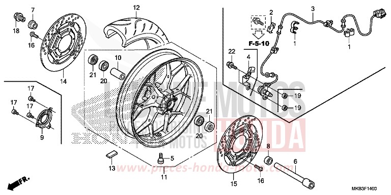 FRONT WHEEL for CBR1000SP ROSS WHITE (NH196K) from 2016