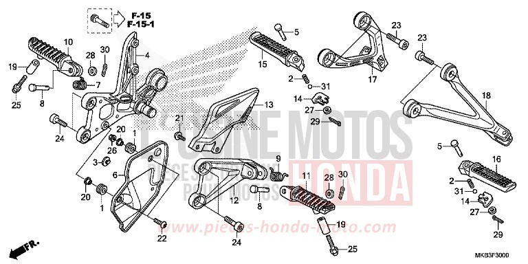 PEDANA per CBR1000SP ROSS WHITE (NH196K) del 2016