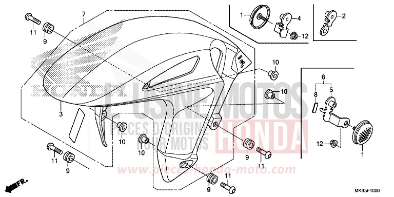 PARAFANGO ANTERIORE per CBR1000SP ROSS WHITE (NH196K) del 2015