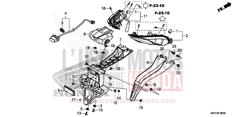 TAILLIGHT for CBR1000SP PEARL GLARE WHITE (NHB53) from 2022