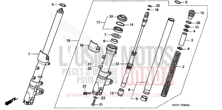 FRONT FORK for FireStorm LAPIS BLUE METALLIIC (PB257) from 2001